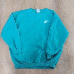 Nike Kids Teal Crew Sweatshirt with White Swoosh
